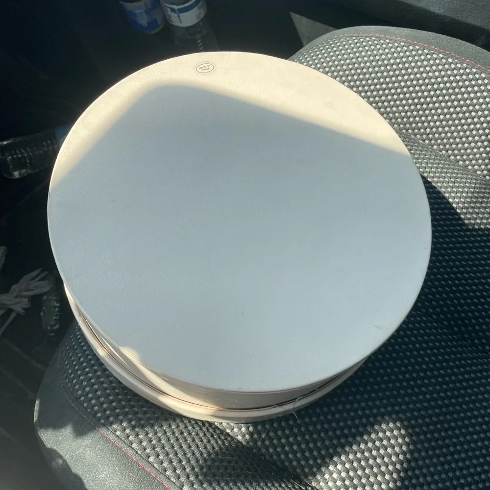 Chloé Round Cream Hat Box with Pale Blue Trim